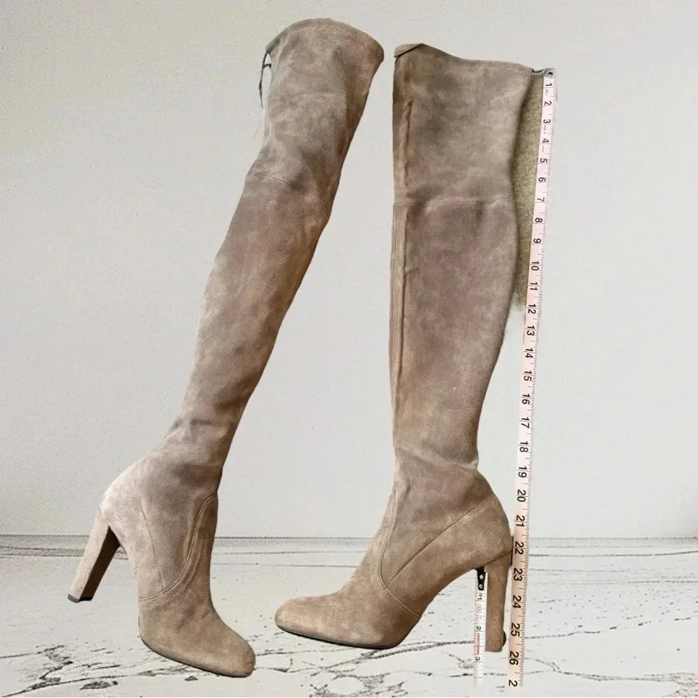 Stuart Weitzman Highland Heel Boot in Taupe Size 37